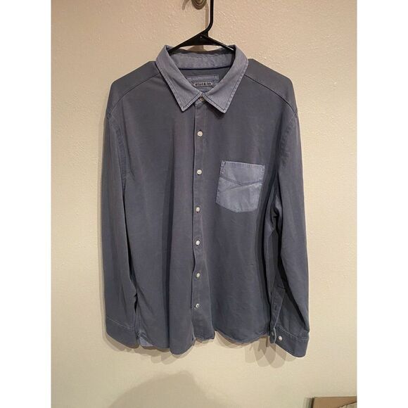 32 Bar Blues Mens XL Blue Long Sleeve Button Up Shirt Polyester Blend - Picture 1 of 7